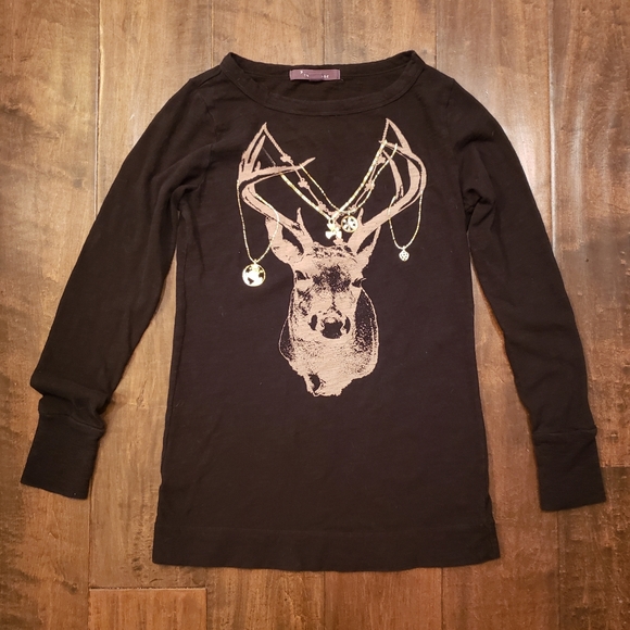 Forever 21 Tops - Reindeer Long Sleeve with Chain Print on Antlers